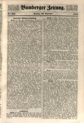 Bamberger Zeitung Samstag 22. September 1849