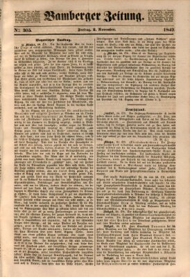 Bamberger Zeitung Freitag 2. November 1849