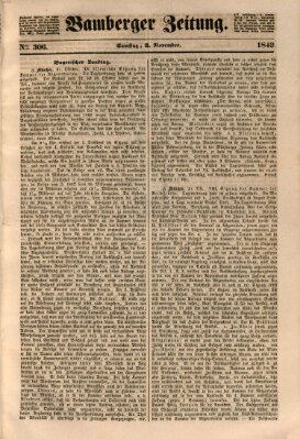 Bamberger Zeitung Samstag 3. November 1849