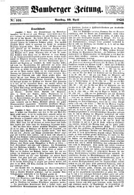 Bamberger Zeitung Samstag 10. April 1852