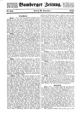 Bamberger Zeitung Freitag 10. September 1852