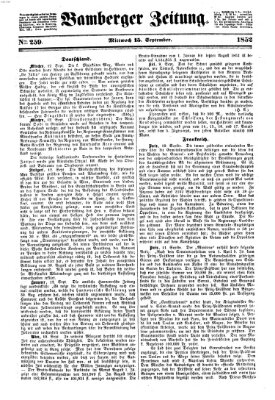 Bamberger Zeitung Mittwoch 15. September 1852