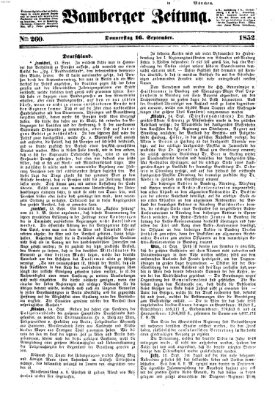 Bamberger Zeitung Donnerstag 16. September 1852