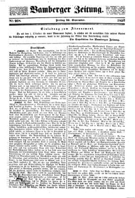 Bamberger Zeitung Freitag 24. September 1852
