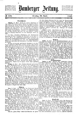 Bamberger Zeitung Dienstag 28. April 1857