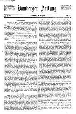 Bamberger Zeitung Dienstag 4. August 1857