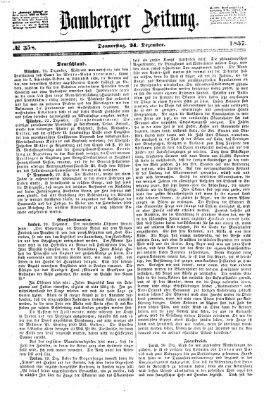 Bamberger Zeitung Donnerstag 24. Dezember 1857