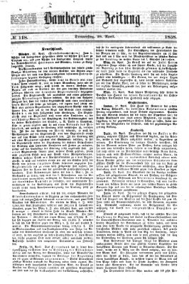Bamberger Zeitung Donnerstag 29. April 1858