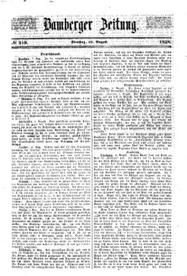 Bamberger Zeitung Dienstag 10. August 1858