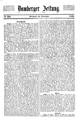 Bamberger Zeitung Mittwoch 22. September 1858