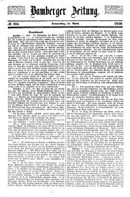 Bamberger Zeitung Donnerstag 14. April 1859