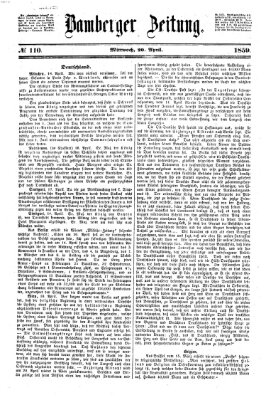Bamberger Zeitung Mittwoch 20. April 1859