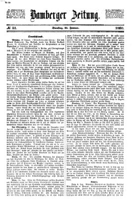 Bamberger Zeitung Dienstag 31. Januar 1860