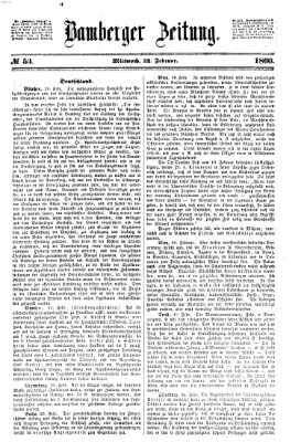 Bamberger Zeitung Mittwoch 22. Februar 1860