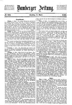 Bamberger Zeitung Samstag 14. April 1860