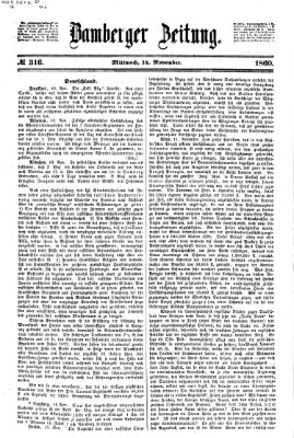 Bamberger Zeitung Mittwoch 14. November 1860