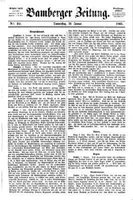 Bamberger Zeitung Donnerstag 10. Januar 1861