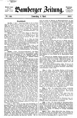 Bamberger Zeitung Donnerstag 4. April 1861
