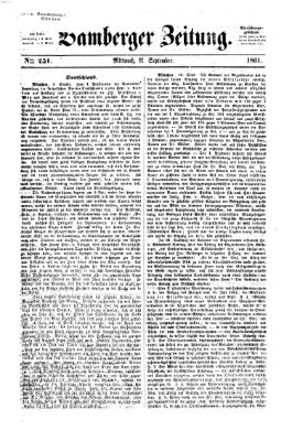 Bamberger Zeitung Mittwoch 11. September 1861
