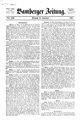 Bamberger Zeitung Mittwoch 18. September 1861