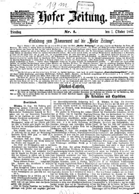 Hofer Zeitung Dienstag 1. Oktober 1867