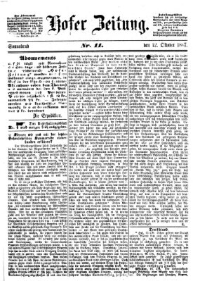 Hofer Zeitung Samstag 12. Oktober 1867