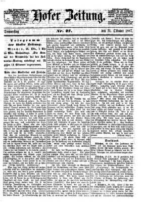Hofer Zeitung Donnerstag 31. Oktober 1867