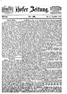 Hofer Zeitung Mittwoch 4. Dezember 1867