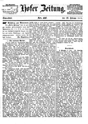 Hofer Zeitung Samstag 29. Februar 1868