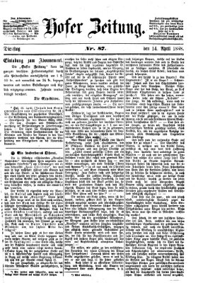 Hofer Zeitung Dienstag 14. April 1868