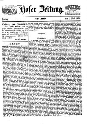 Hofer Zeitung Freitag 1. Mai 1868
