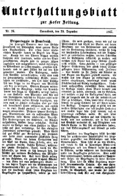 Hofer Zeitung Samstag 28. Dezember 1867