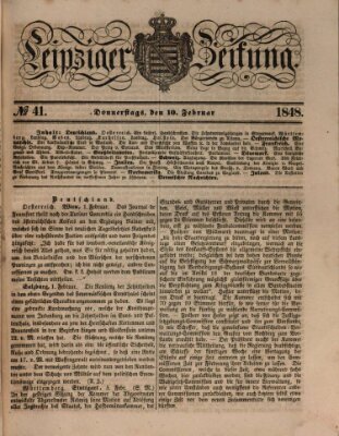 Leipziger Zeitung Donnerstag 10. Februar 1848