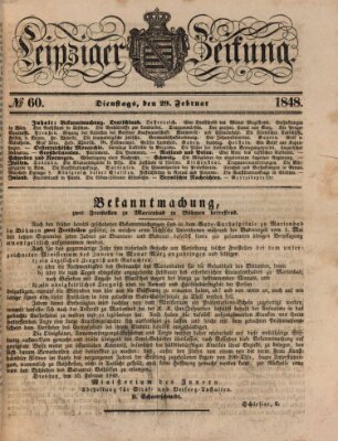 Leipziger Zeitung Dienstag 29. Februar 1848