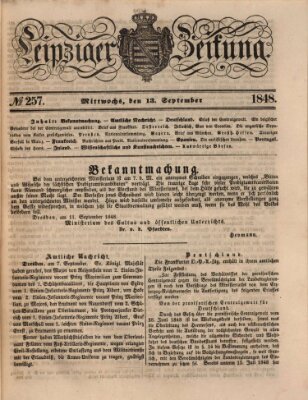 Leipziger Zeitung Mittwoch 13. September 1848