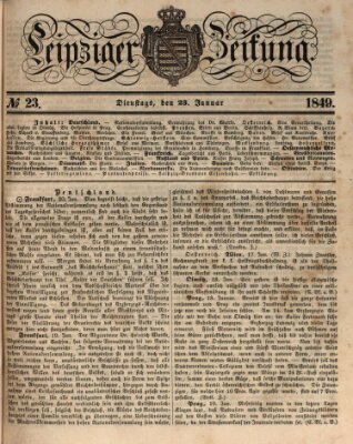 Leipziger Zeitung Dienstag 23. Januar 1849