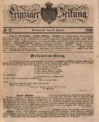 Leipziger Zeitung Samstag 27. Januar 1849