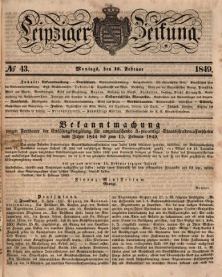 Leipziger Zeitung Montag 12. Februar 1849