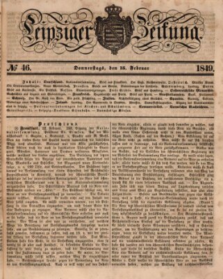 Leipziger Zeitung Donnerstag 15. Februar 1849