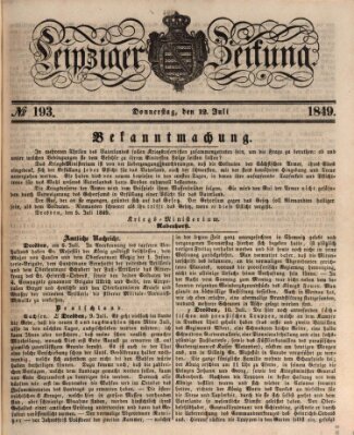 Leipziger Zeitung Donnerstag 12. Juli 1849