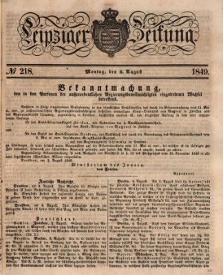 Leipziger Zeitung Montag 6. August 1849