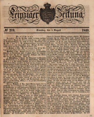 Leipziger Zeitung Dienstag 7. August 1849