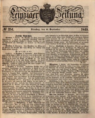 Leipziger Zeitung Dienstag 11. September 1849