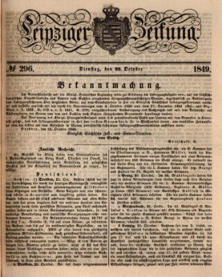 Leipziger Zeitung Dienstag 23. Oktober 1849