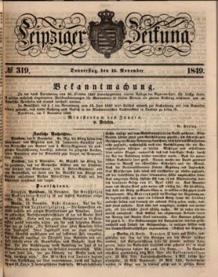 Leipziger Zeitung Donnerstag 15. November 1849