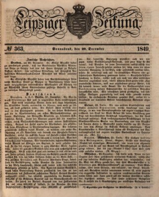 Leipziger Zeitung Samstag 29. Dezember 1849