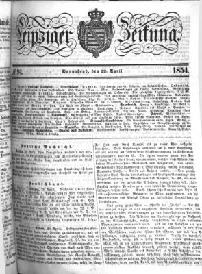 Leipziger Zeitung Samstag 22. April 1854