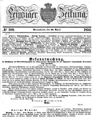 Leipziger Zeitung Samstag 29. April 1854