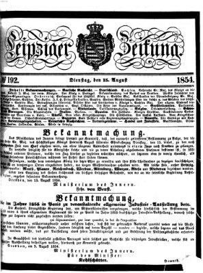 Leipziger Zeitung Dienstag 15. August 1854