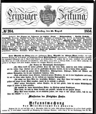 Leipziger Zeitung Dienstag 29. August 1854